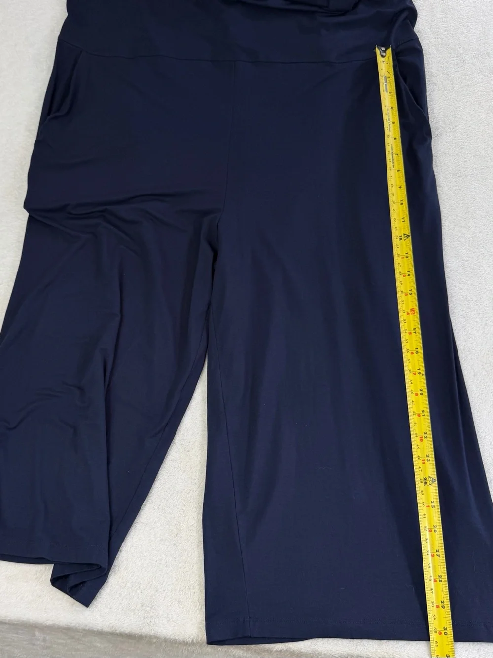 Eileen Fisher Navy Viscose Jersey Wide Leg Jumpsuit XL Made in USA